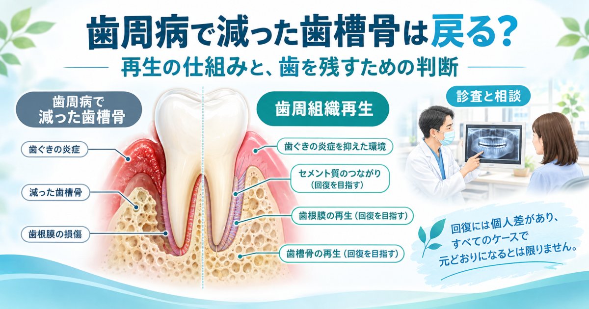 歯周病で減った歯槽骨は戻る？再生の仕組みと歯を残すための判断